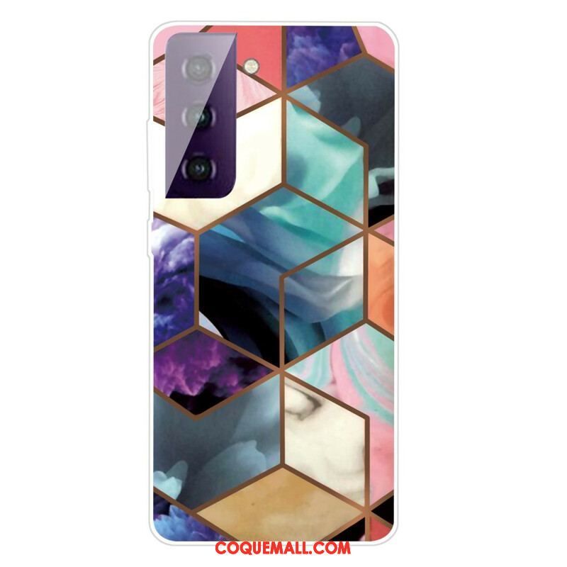 Coque Samsung Galaxy S21 FE Marbre Géométrique Décliné