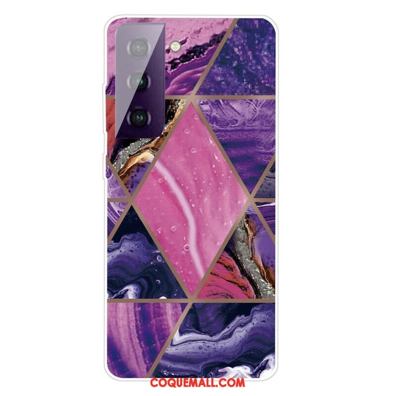 Coque Samsung Galaxy S21 FE Marbre Géométrique Décliné