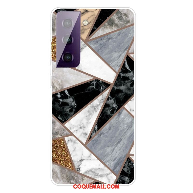 Coque Samsung Galaxy S21 FE Marbre Géométrique Variable