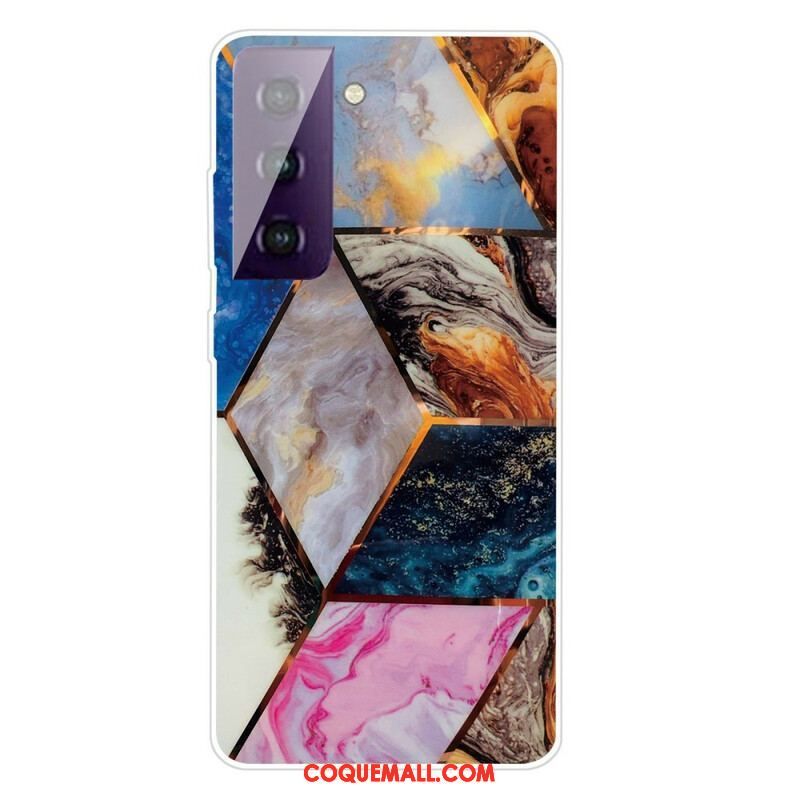 Coque Samsung Galaxy S21 FE Marbre Géométrique Variable