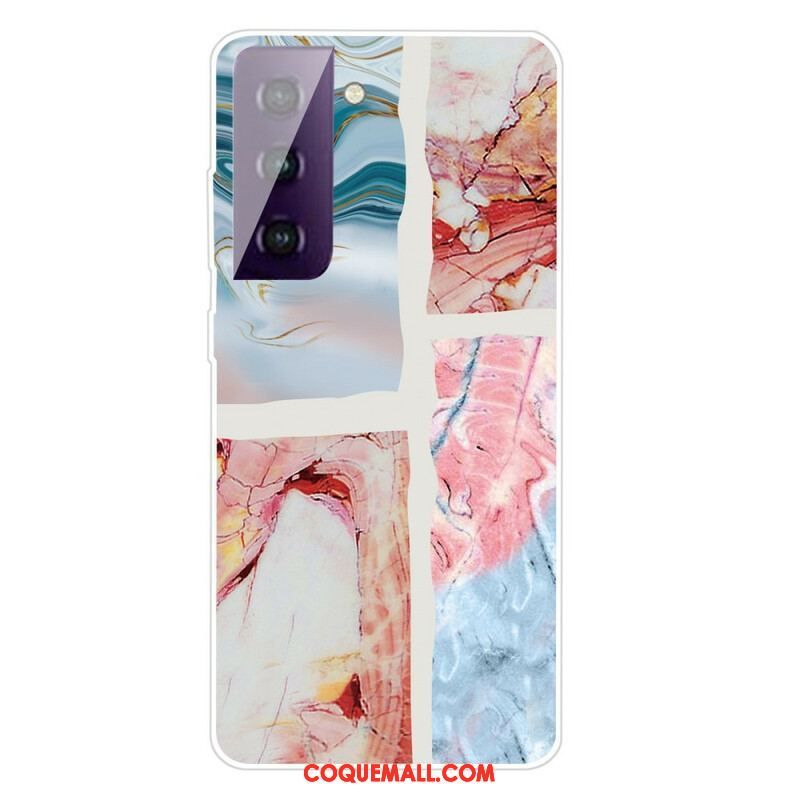 Coque Samsung Galaxy S21 FE Marbre Géométrique Variable