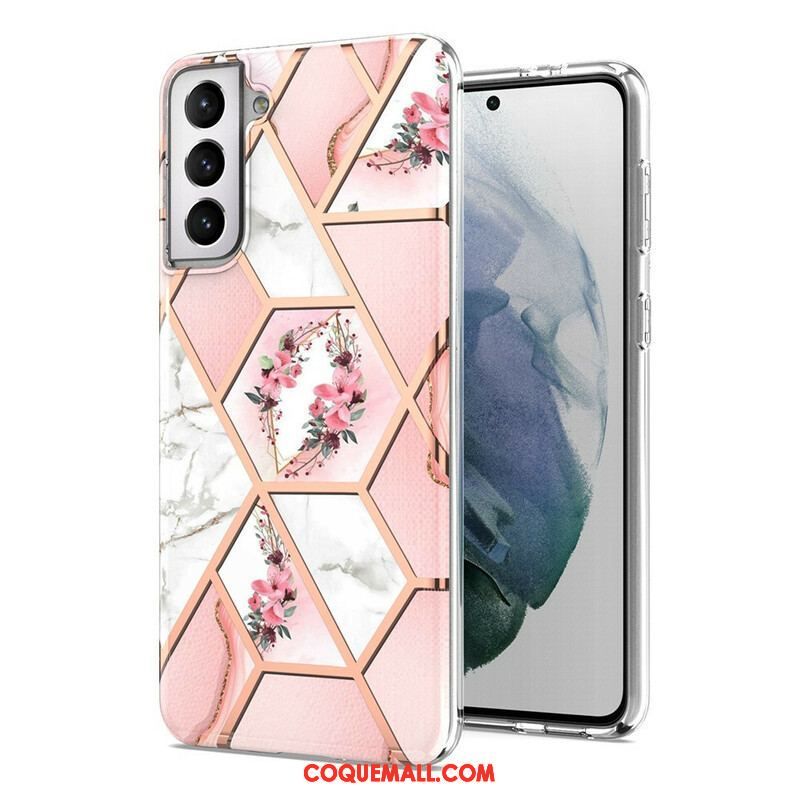 Coque Samsung Galaxy S21 FE Marbrée Florale