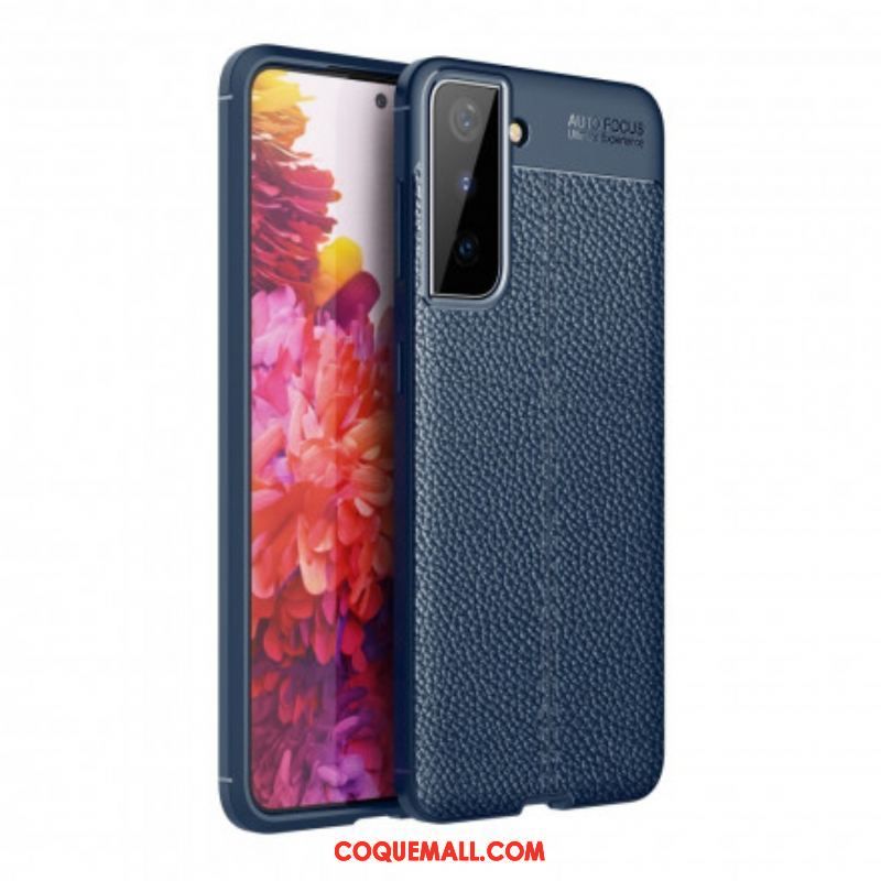 Coque Samsung Galaxy S21 Plus 5G Effet Cuir Litchi Double Line