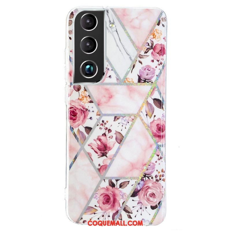 Coque Samsung Galaxy S22 5G Marbrée Fleurs