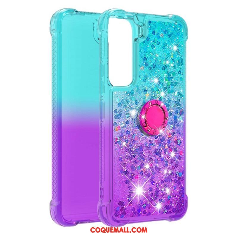 Coque Samsung Galaxy S22 5G Paillettes Anneau-Support