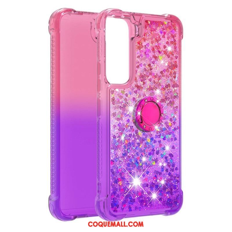 Coque Samsung Galaxy S22 5G Paillettes Anneau-Support