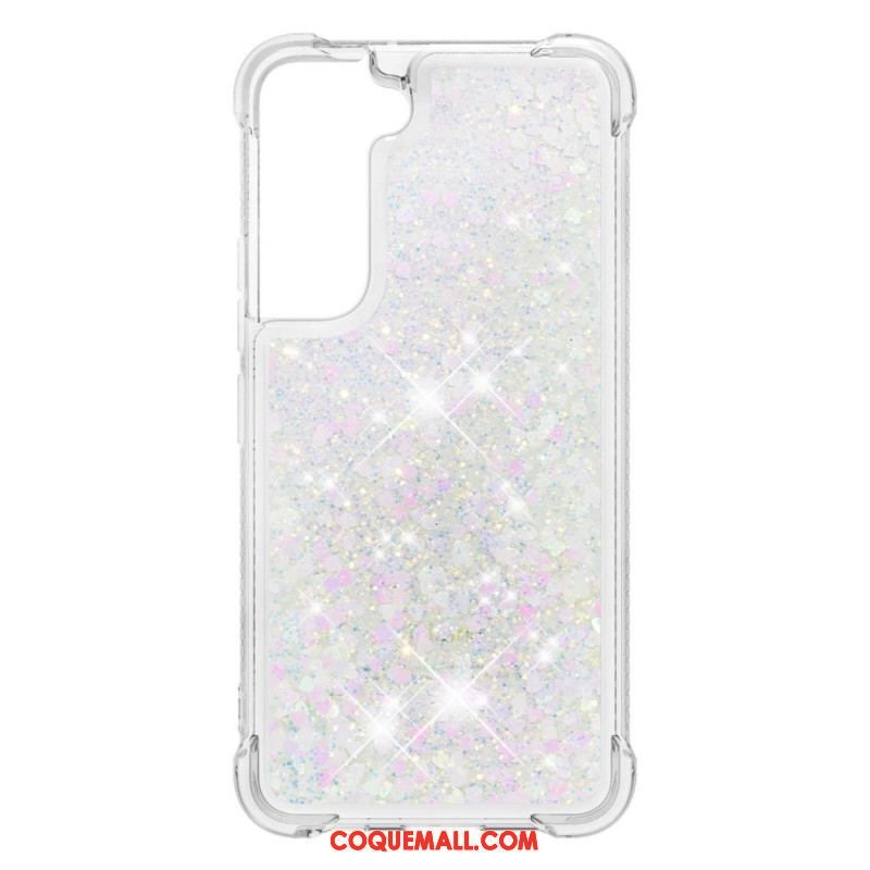 Coque Samsung Galaxy S22 Plus 5G Paillettes avec Cordon