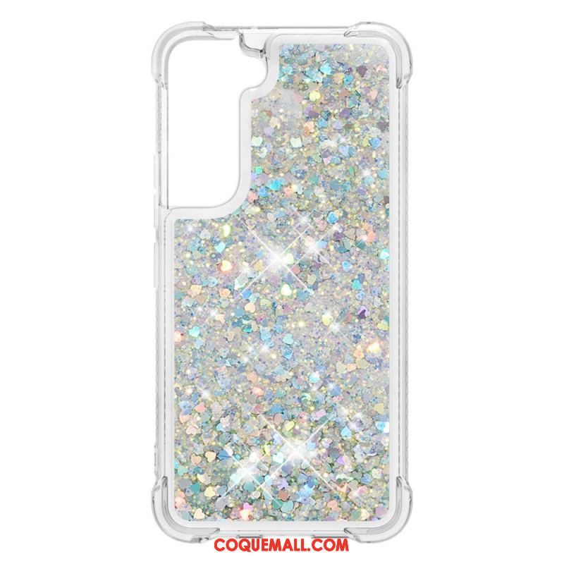 Coque Samsung Galaxy S22 Plus 5G Paillettes avec Cordon