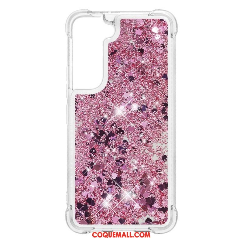 Coque Samsung Galaxy S22 Plus 5G Paillettes avec Cordon