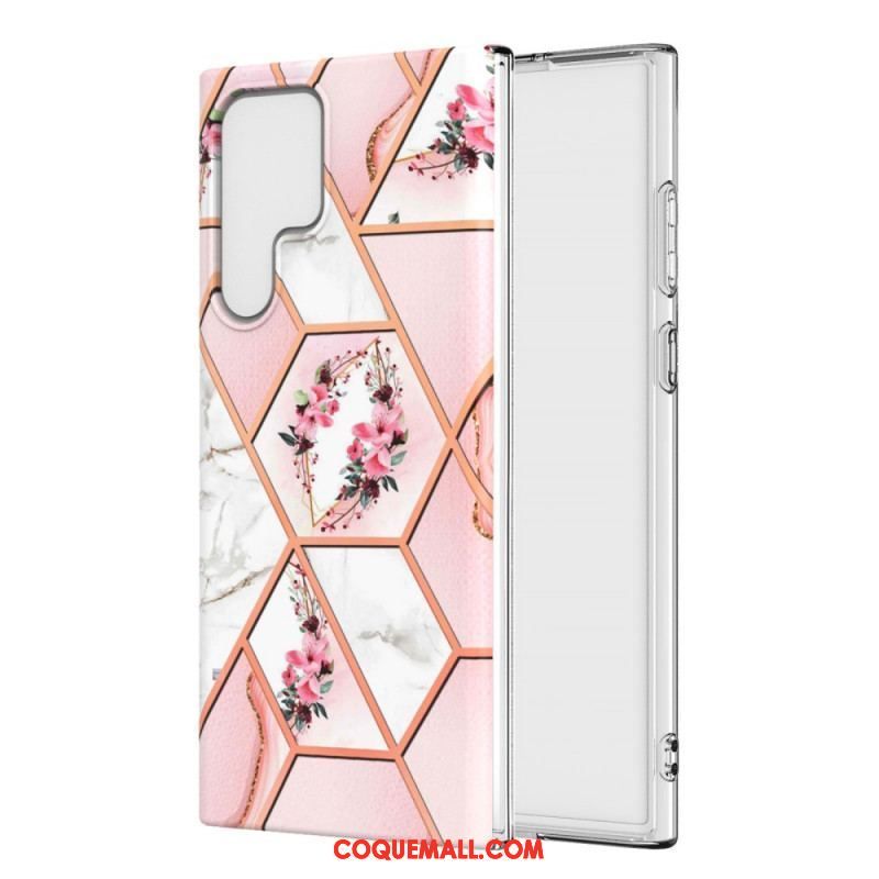 Coque Samsung Galaxy S22 Ultra 5G Marbrée Florale