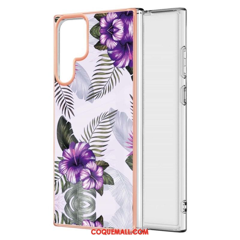 Coque Samsung Galaxy S22 Ultra 5G Marbrée Florale