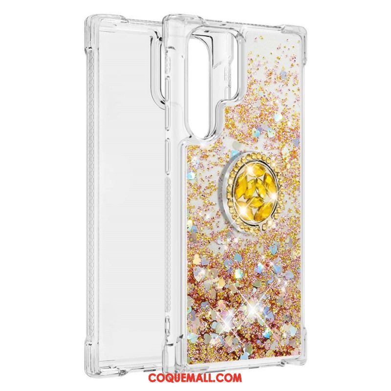 Coque Samsung Galaxy S22 Ultra 5G Paillettes Anneau-Support