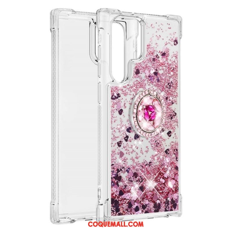 Coque Samsung Galaxy S22 Ultra 5G Paillettes Anneau-Support