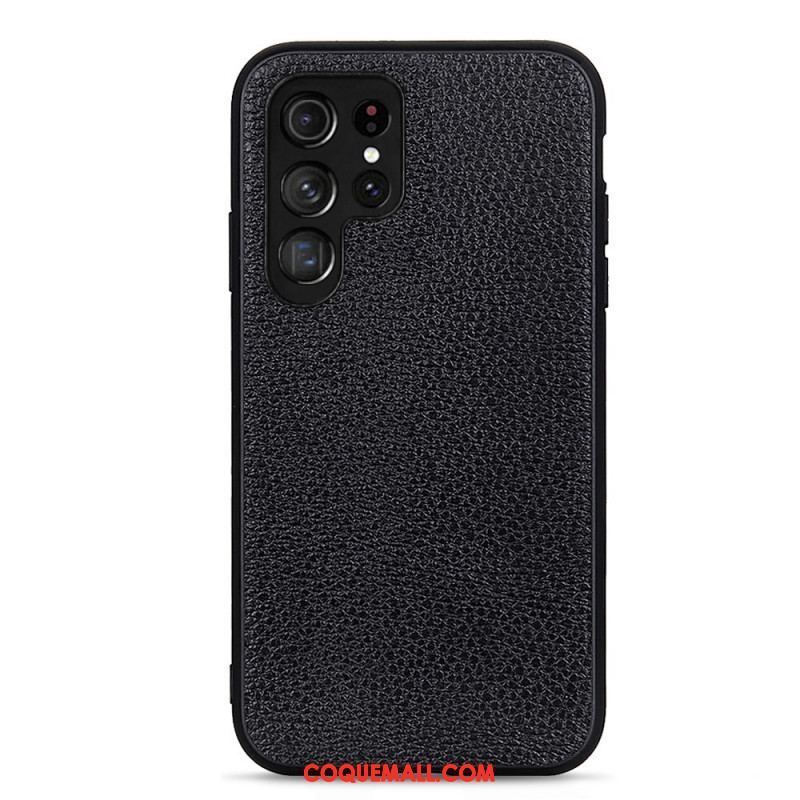 Coque Samsung Galaxy S22 Ultra 5G Véritable Cuir Litchi