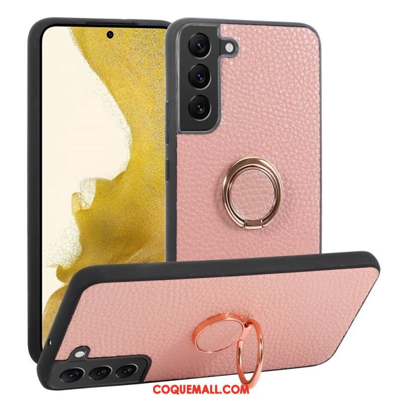 Coque Samsung Galaxy S23 5G Simili Cuir Litchi Anneau-Support