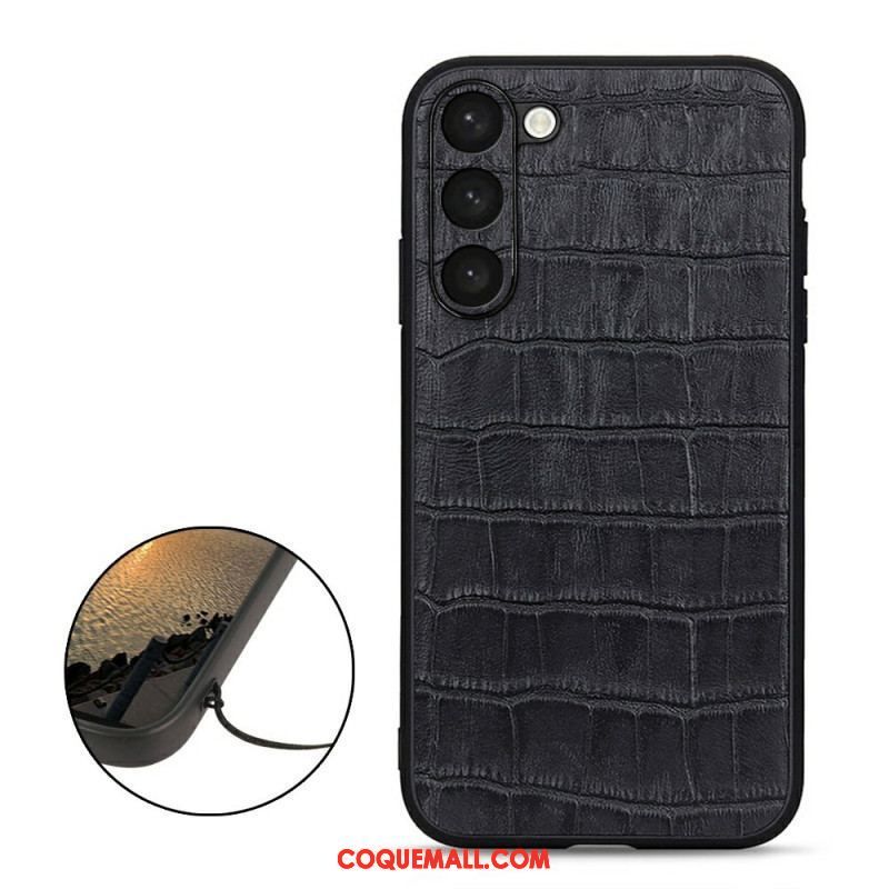 Coque Samsung Galaxy S23 Plus 5G Véritable Cuir Style Crocodile