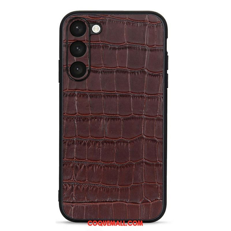 Coque Samsung Galaxy S23 Plus 5G Véritable Cuir Style Crocodile