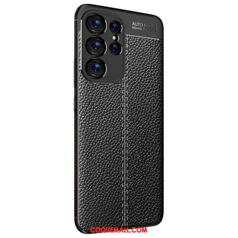 Coque Samsung Galaxy S23 Ultra 5G Effet Cuir Litchi Double Line