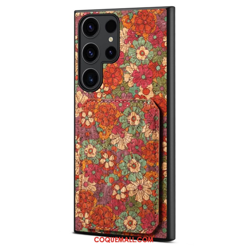 Coque Samsung Galaxy S24 Ultra 5G avec Porte-Cartes Florale