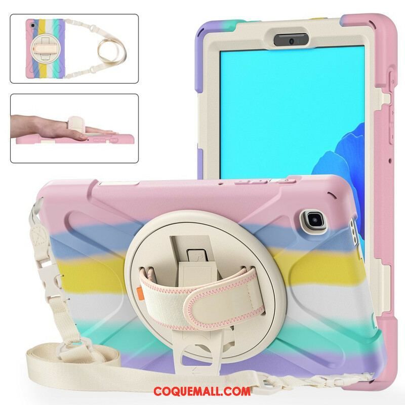 Coque Samsung Galaxy Tab A7 Lite Multi-Fonctions Bandoulière Color