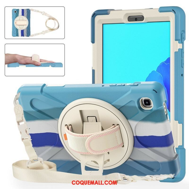 Coque Samsung Galaxy Tab A7 Lite Multi-Fonctions Bandoulière Color