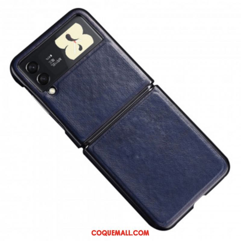 Coque Samsung Galaxy Z Flip 3 5G Effet Cuir Coutures