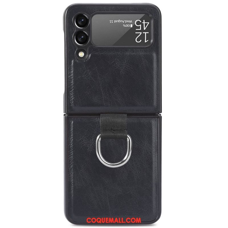 Coque Samsung Galaxy Z Flip 3 5G Style Cuir Vintage avec Anneau