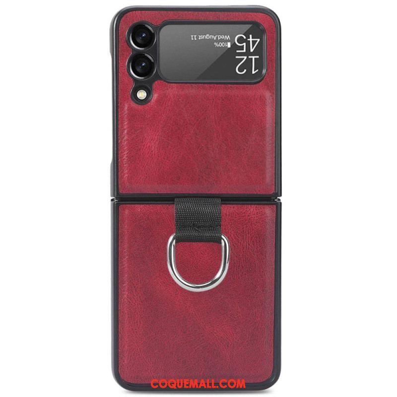 Coque Samsung Galaxy Z Flip 3 5G Style Cuir Vintage avec Anneau