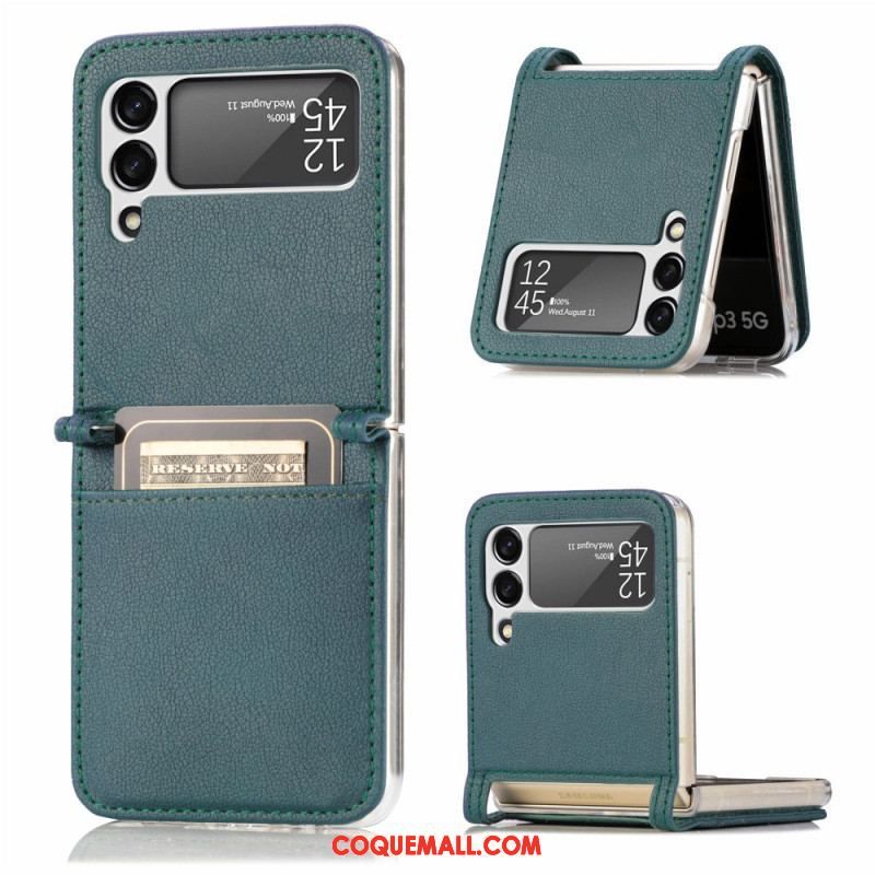 Coque Samsung Galaxy Z Flip 3 5G Texture Cuir Porte Carte