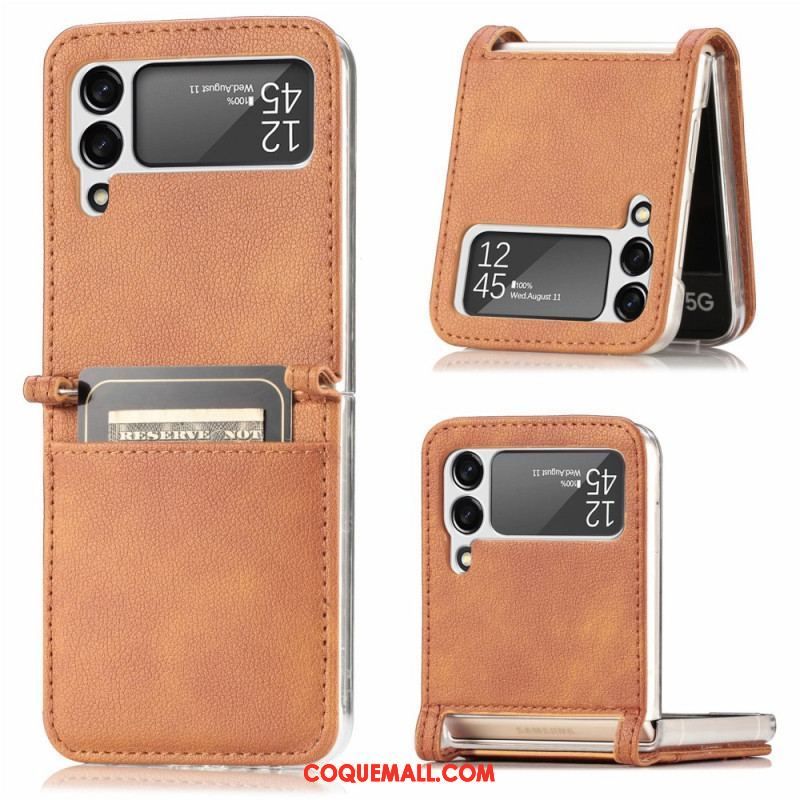 Coque Samsung Galaxy Z Flip 3 5G Texture Cuir Porte Carte