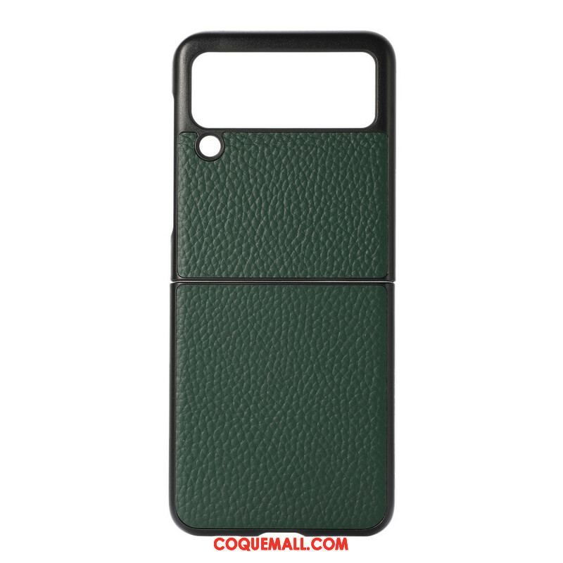 Coque Samsung Galaxy Z Flip 3 5G Véritable Cuir Litchi Color