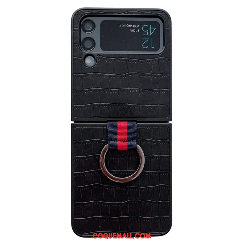 Coque Samsung Galaxy Z Flip 4 5G Design Croco et anneau