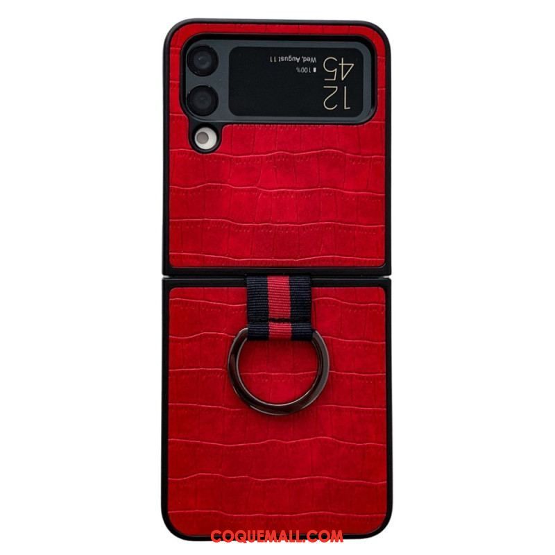 Coque Samsung Galaxy Z Flip 4 5G Design Croco et anneau