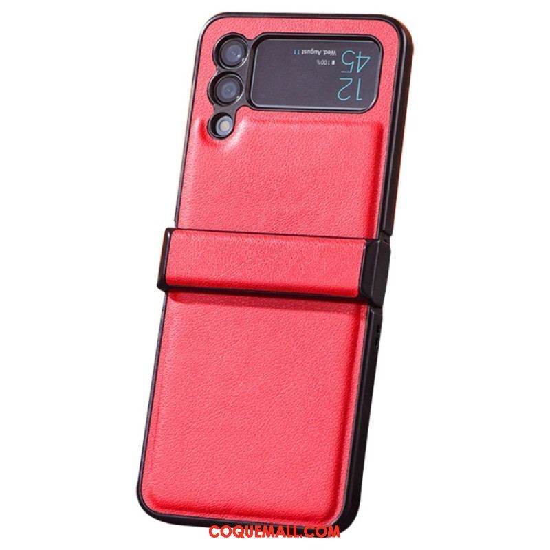 Coque Samsung Galaxy Z Flip 4 5G Effet Cuir avec Charnière