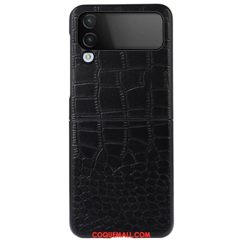 Coque Samsung Galaxy Z Flip 4 Cuir Véritable Effet Crocodile