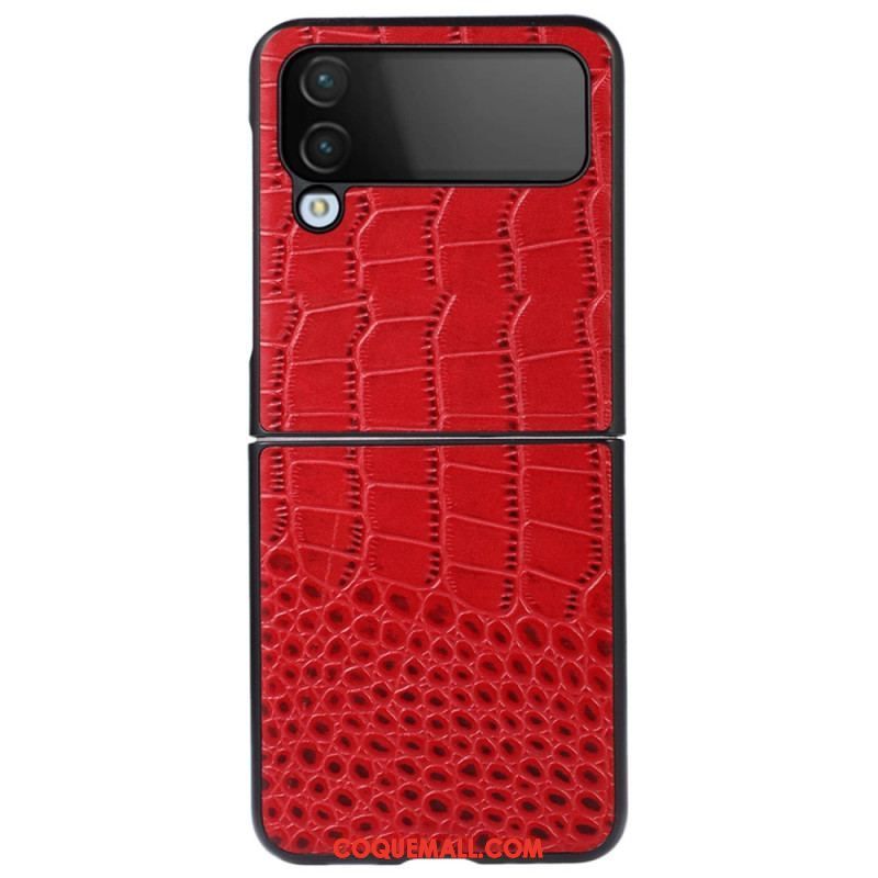 Coque Samsung Galaxy Z Flip 4 Cuir Véritable Effet Crocodile