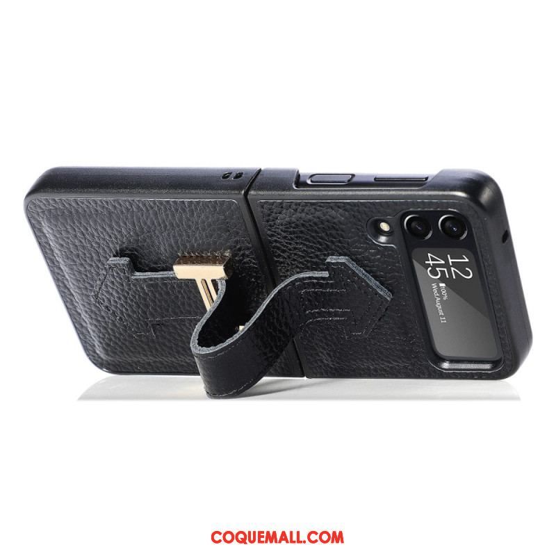 Coque Samsung Galaxy Z Flip 4 Cuir et Breloques