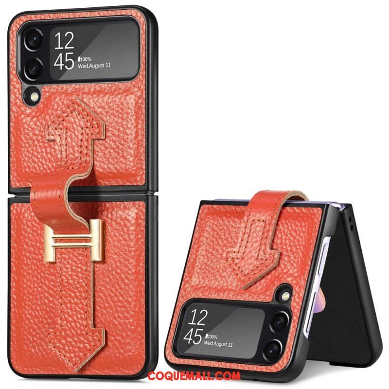 Coque Samsung Galaxy Z Flip 4 Cuir et Breloques