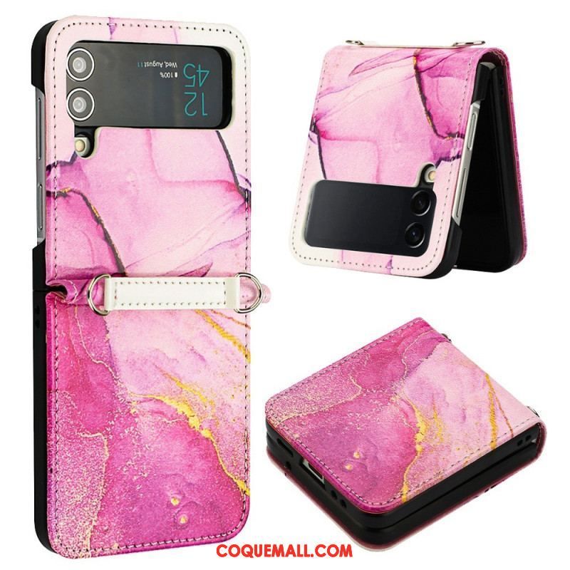 Coque Samsung Galaxy Z Flip 4 Effet Cuir Marbre