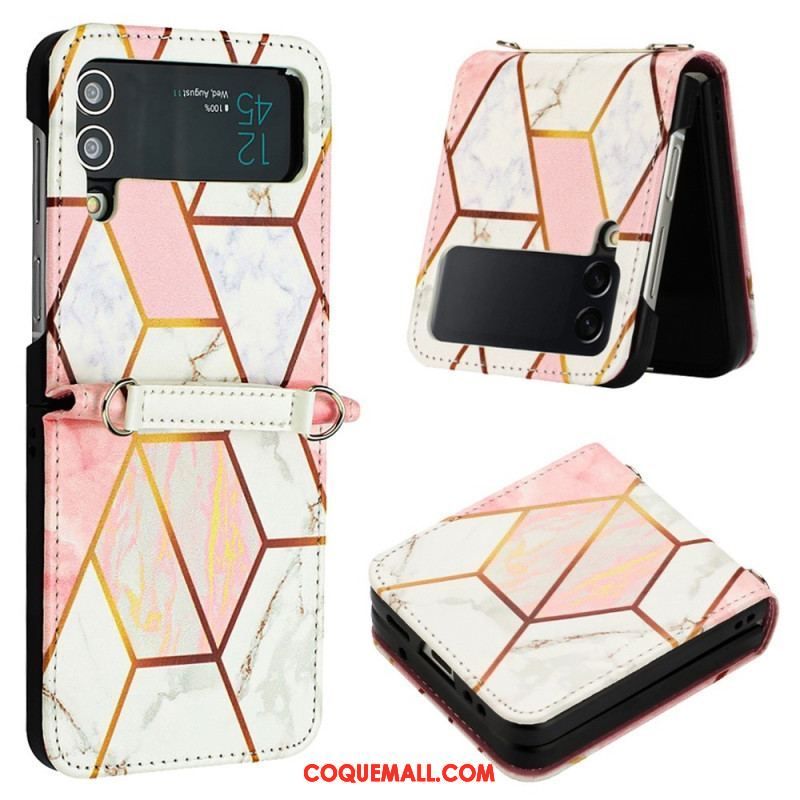 Coque Samsung Galaxy Z Flip 4 Effet Cuir Marbre