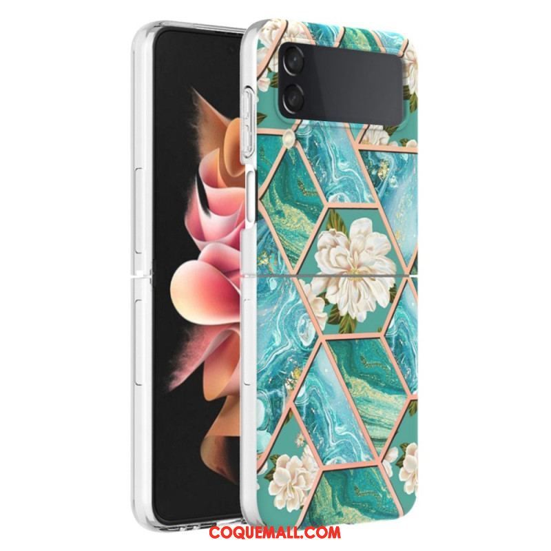 Coque Samsung Galaxy Z Flip 4 Marbre Floral