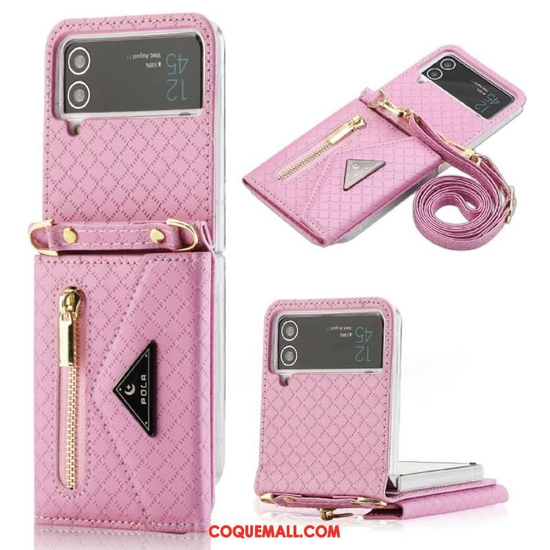 Coque Samsung Galaxy Z Flip 4 Porte-Monnaie avec Bandoulière