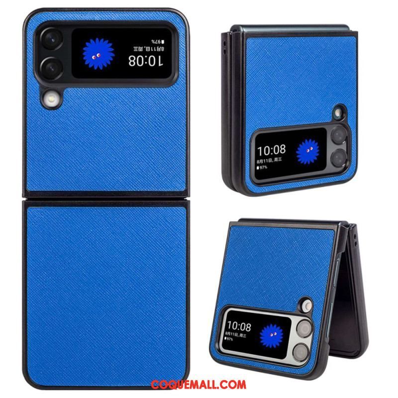 Coque Samsung Galaxy Z Flip 4 Simili Cuir Texturé