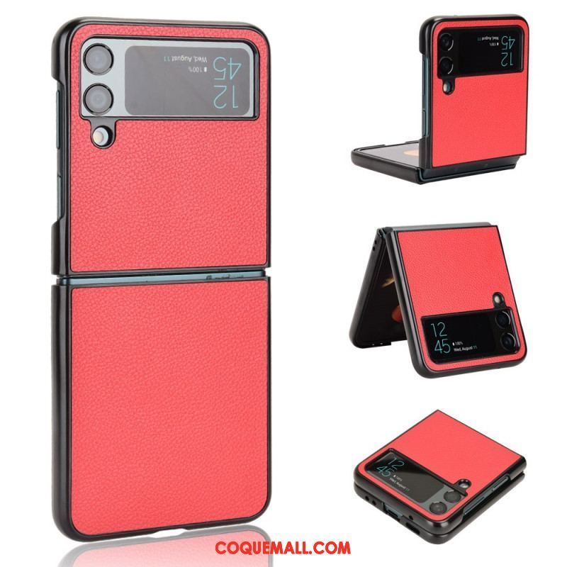 Coque Samsung Galaxy Z Flip 4 Texture Cuir Litchi