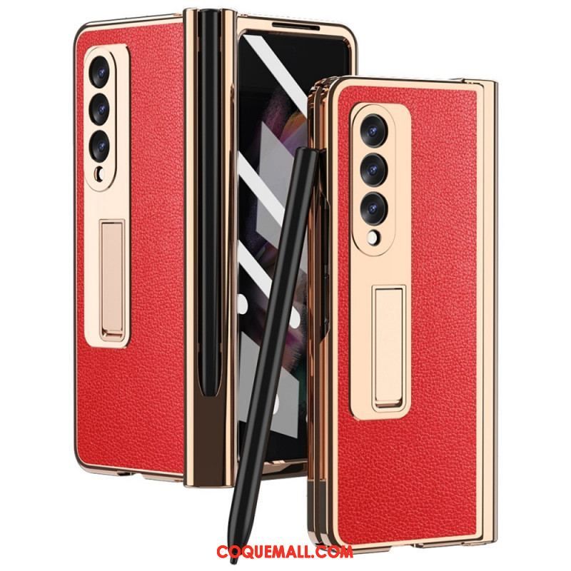 Coque Samsung Galaxy Z Fold 3 5G Cuir Litchi Multi-Fonctions