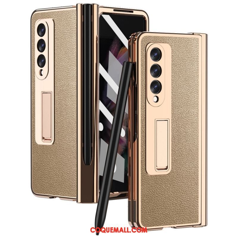 Coque Samsung Galaxy Z Fold 3 5G Cuir Litchi Multi-Fonctions