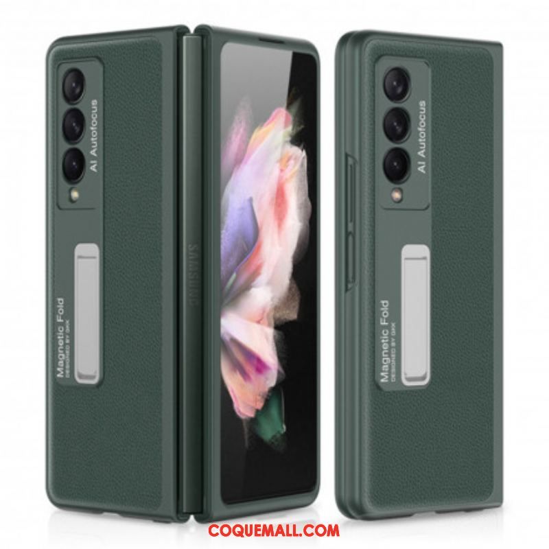 Coque Samsung Galaxy Z Fold 3 5G Cuir Litchi Support GKK