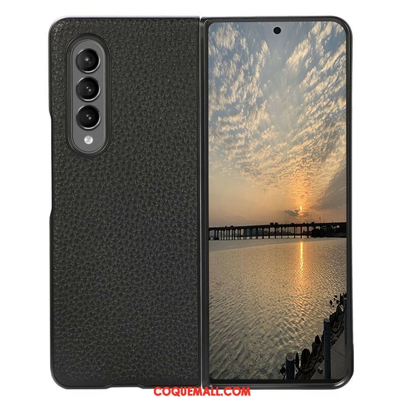 Coque Samsung Galaxy Z Fold 3 5G Cuir Litchi Véritable