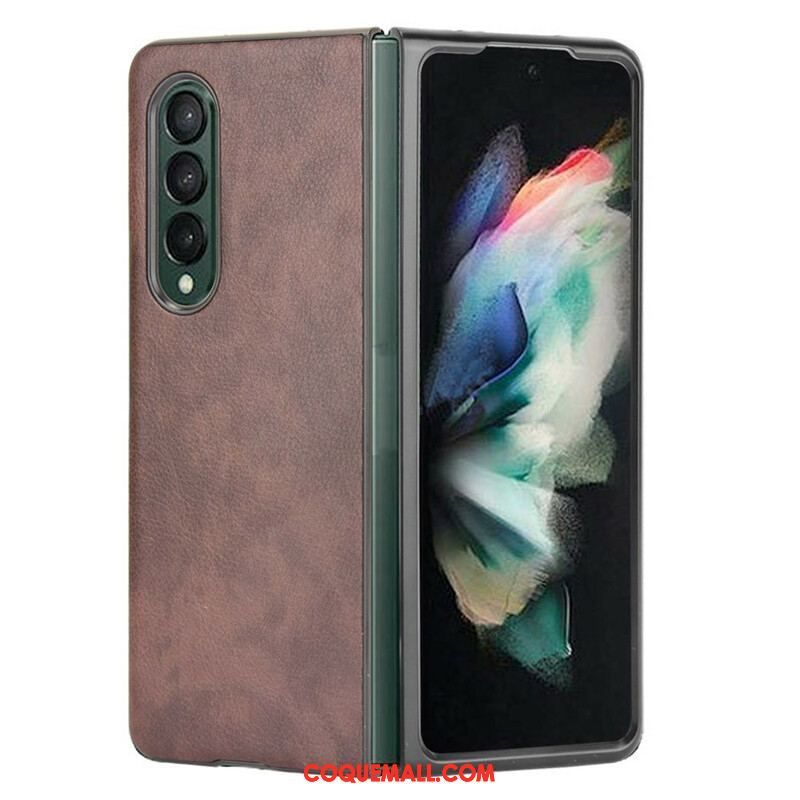 Coque Samsung Galaxy Z Fold 3 5G Effet Cuir Litchi