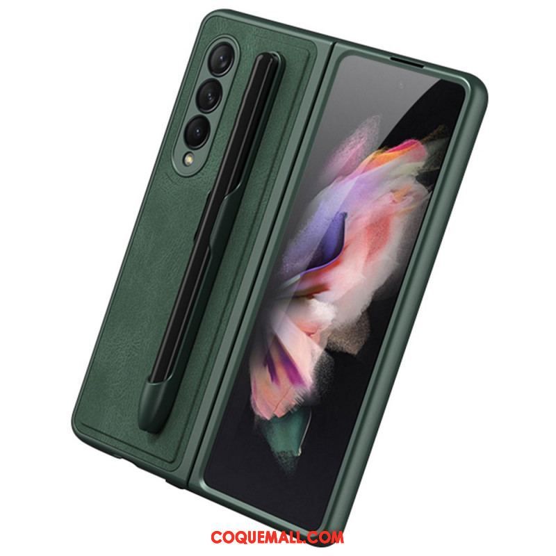 Coque Samsung Galaxy Z Fold 3 5G Effet Cuir Porte-Stylet GKK